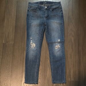 White House Black Market Distressed Ankle Jeans - Blue